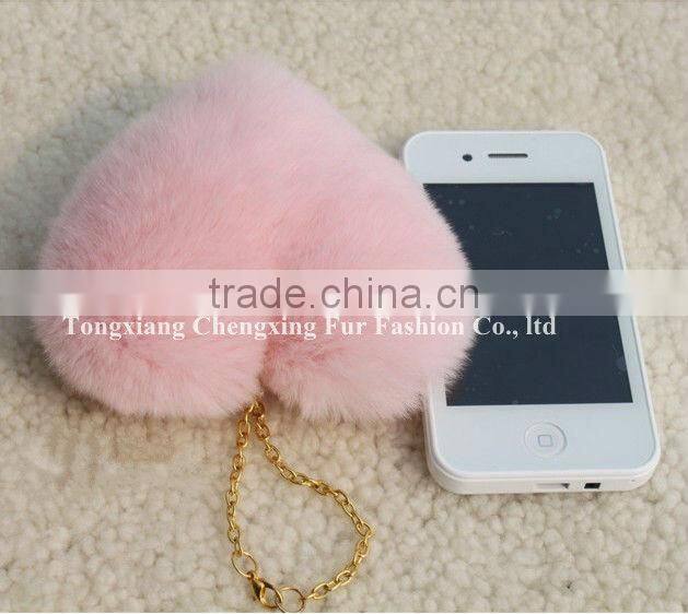 CX-A-02 Genuine Rabbit Fur Pendant Keyring ~ MIXED COLOUR