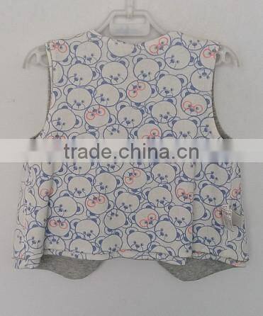 cute baby boys little bear printed waistcoat for winter