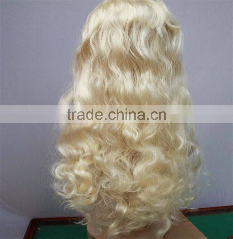 Wholesale Long Wave Heat Resistant Fiber Hair Side Part Blonde Synthetic Lace Front Halloween Wig