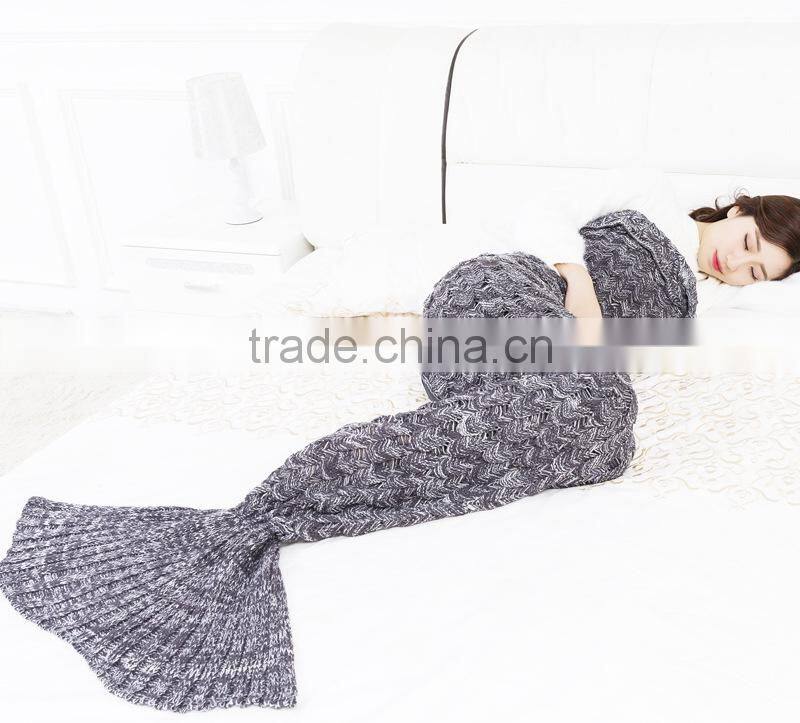 wholesale winter thick fish scale mermaid knitted throw blanket
