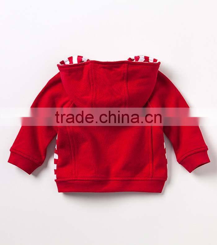 Cute plain stripes zipper wholesale kid hoody