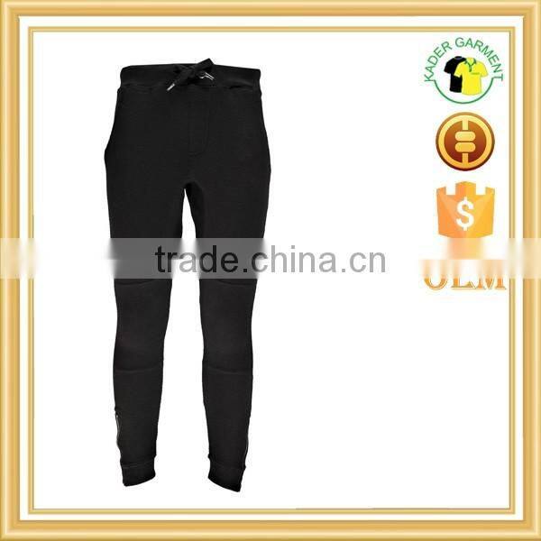 black sweat pants mens gym joggers slim fit pants with zipper
