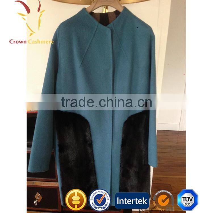 Ladies Long Coat Design Women Cashmere Coat with fur