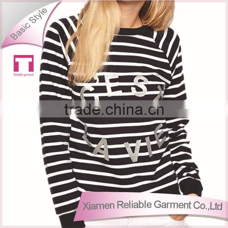 Black and white strip long sleeve printed shirt