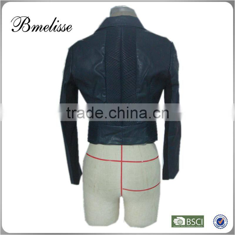 2015 PU leather biker jacket for women