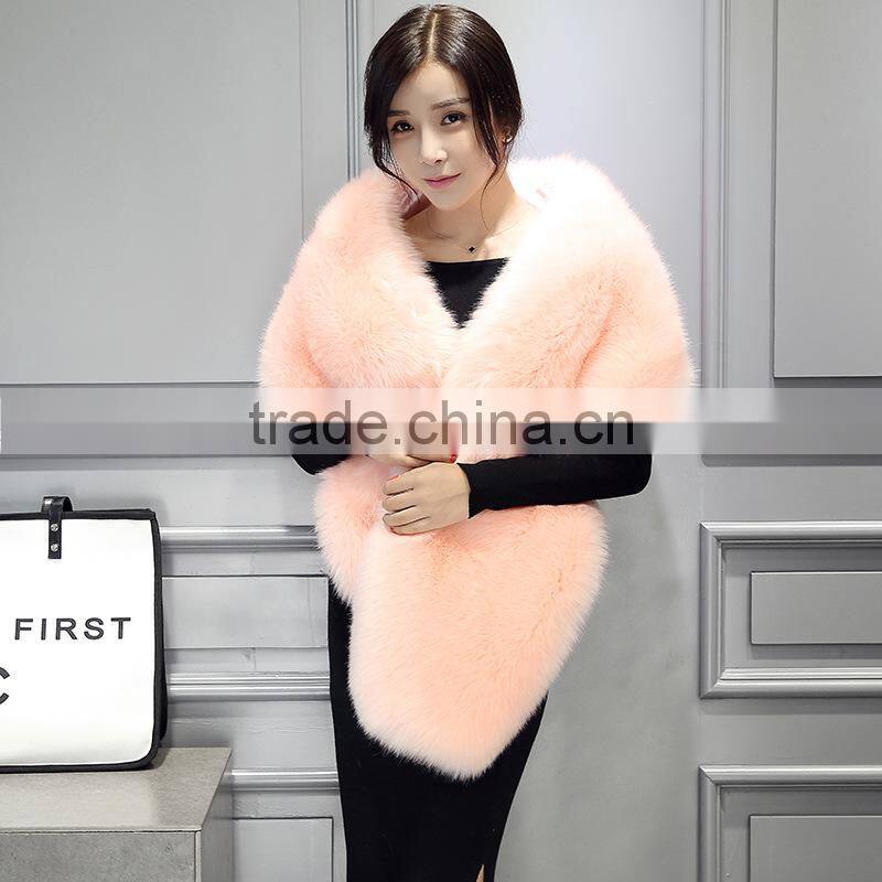 High quality 2015 New Hot Sell Winter Ladies Top Fashion Faux Fox Fur Shawl Scarf Women's Warm Wrap