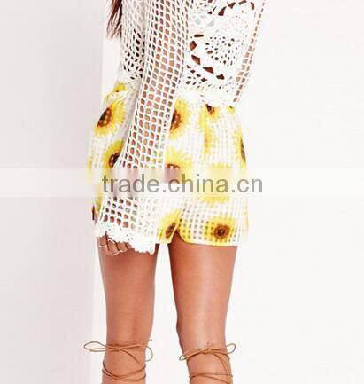 EY0576P 2016 latest summer casual retro pattern printed shorts women