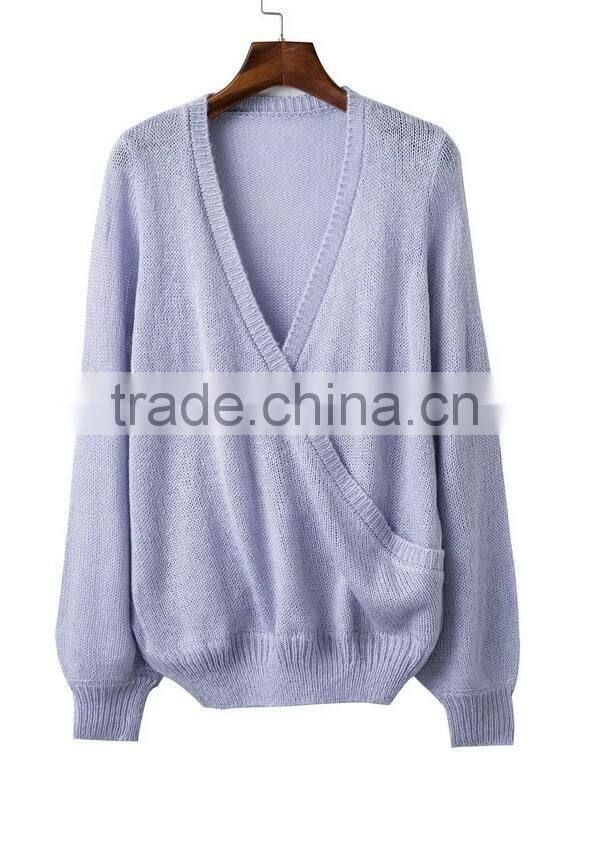 EY0862S 2016 New Arrival Deep V-Neck knit Pullover Sweater Design