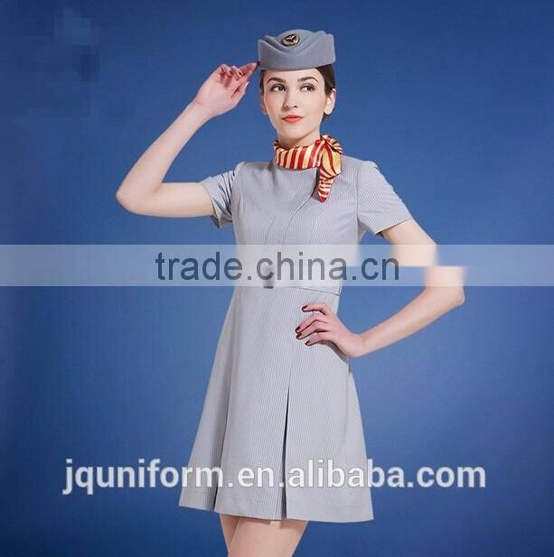 custom good quality fashionable slim fit air hostess stewardess uniform / business dress for stewardess wholesale