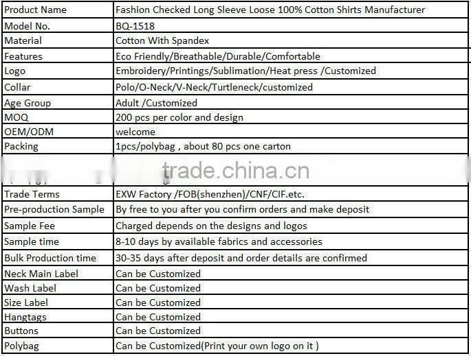 2015 Custom Sublimated Checks Long Sleeve Shirts Manufacturer