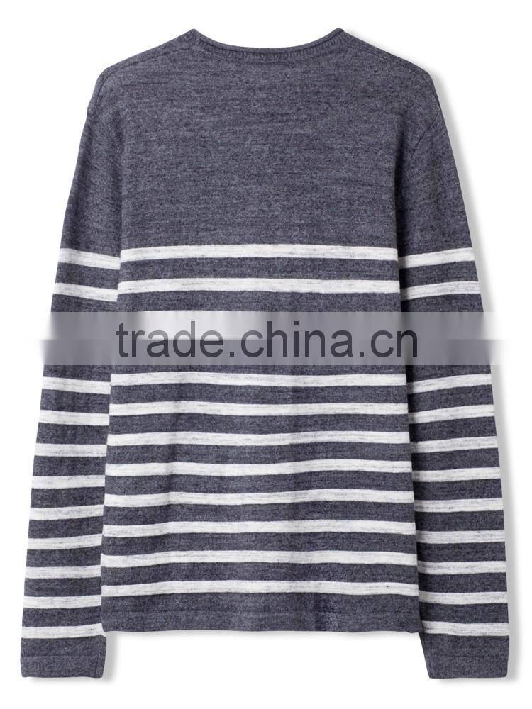 Men Soft Stripe kint Roll Neck Pullover Sweater