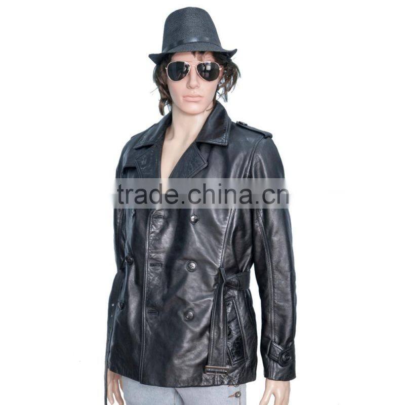 DOUBLE PRESS OFFICER LEATHER COAT SHEEP LEATHER