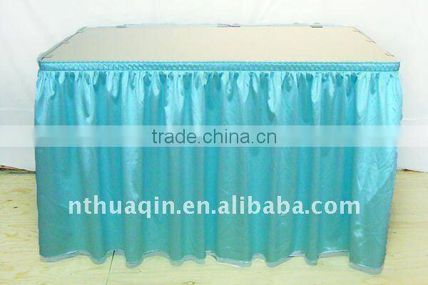 Satin table skirting table skirts for wedding and banquet hot selling table linen