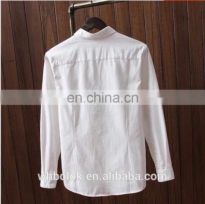 OEM Men's white blue oxford shirt custom design logo casual cotton shirt