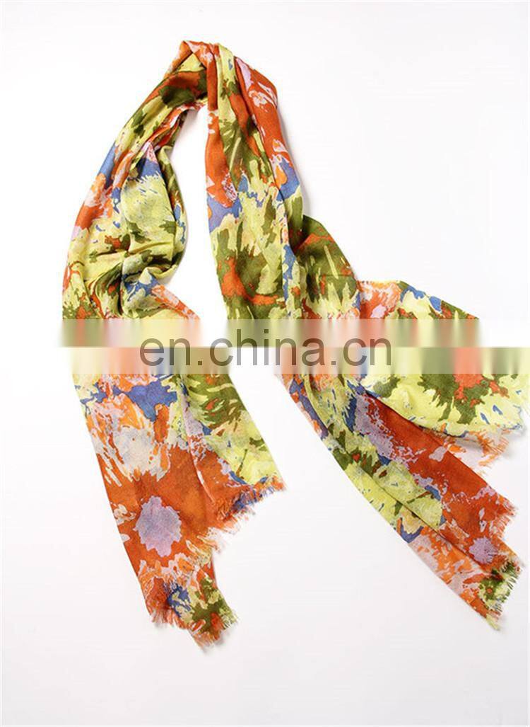 2017 new designs wholesale autumn winter warm women printed infinity wool shawl fashion lady custom scarf pure wool blanket