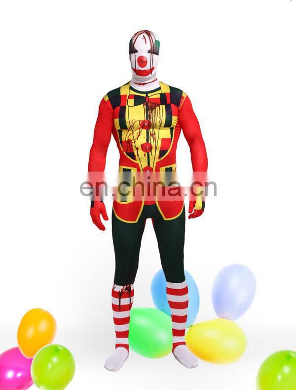Harley Quinn Halloween Lycra Joker Jester Clown Zentai Full Suit Costume Fetish