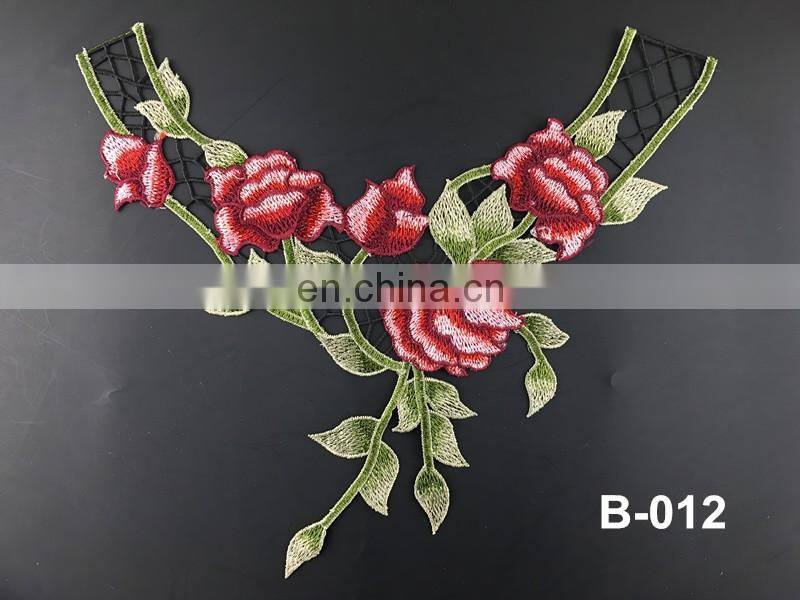 B-014 bridal front piece collars sewing on neckline lace applique for garment lace applique embroidery designs