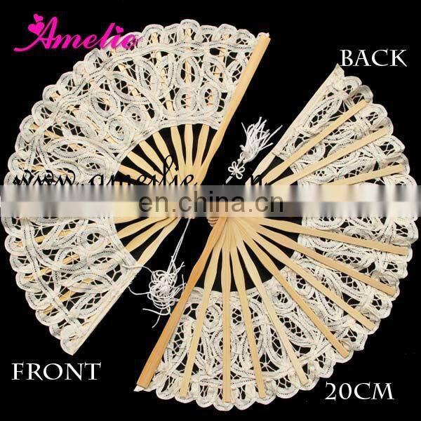 Navy blue wedding lace hand fan-Wholesaler Amelie