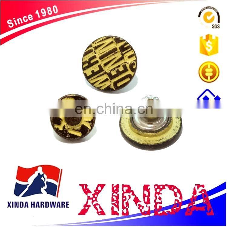 20mm Jeans Metal Shank Buttons, Brass Button And Rivet For Denim, Jackets