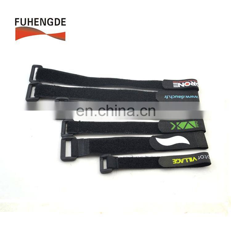 Plastic buckle elastic hook and loop strap with silicon rubber