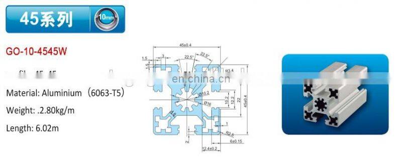 45x45 aluminium profiles for partition