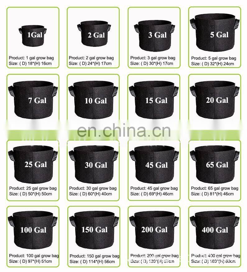 1/3 / 5 / 7 / 10 / 15 / 20 / 25 / 45 / 60 Gallon Felt Fabric Pot trees flower Grow Bag