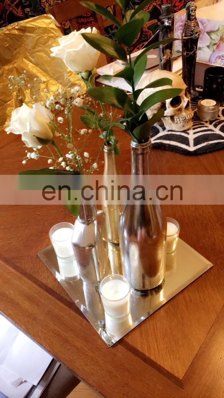 12 Inch Square Mirror Candle Plate 3 mm Thick with Beveled Edge Set of 12