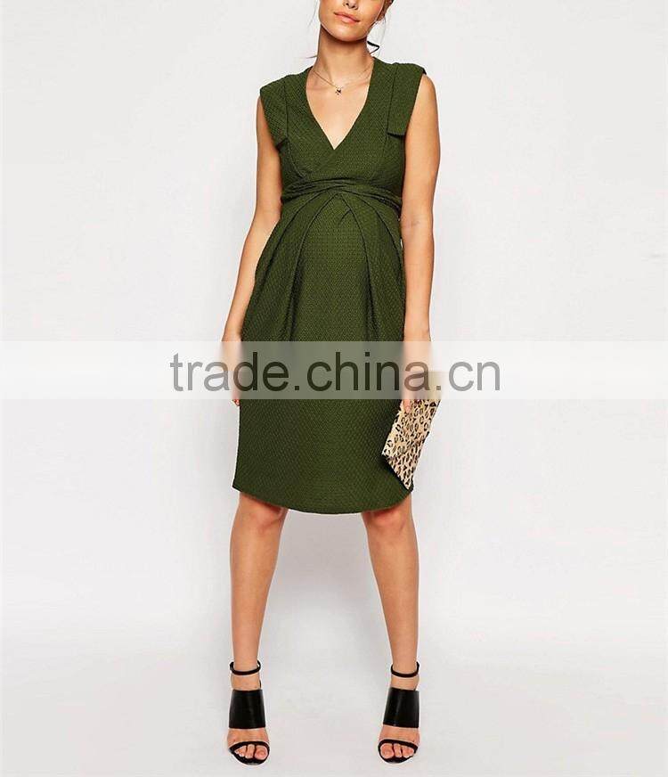 Wholesale custom fashion bodycon sleeveless midi maternity office dresses for pregnant women