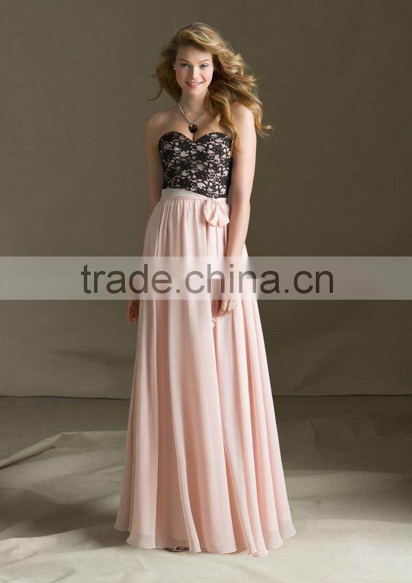 Elegant Sweetheart Neckline Lace and Chiffon with Chiffon Sash Empire Style Floor Length Lace Evening Dress
