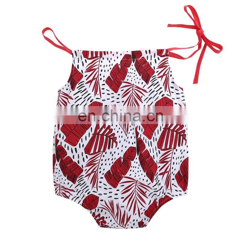 New Baby Summer Rompers Leaves Jumpsuit Cute Girls Infant Toddler Kids Babies sling Clothes 0-2 Years