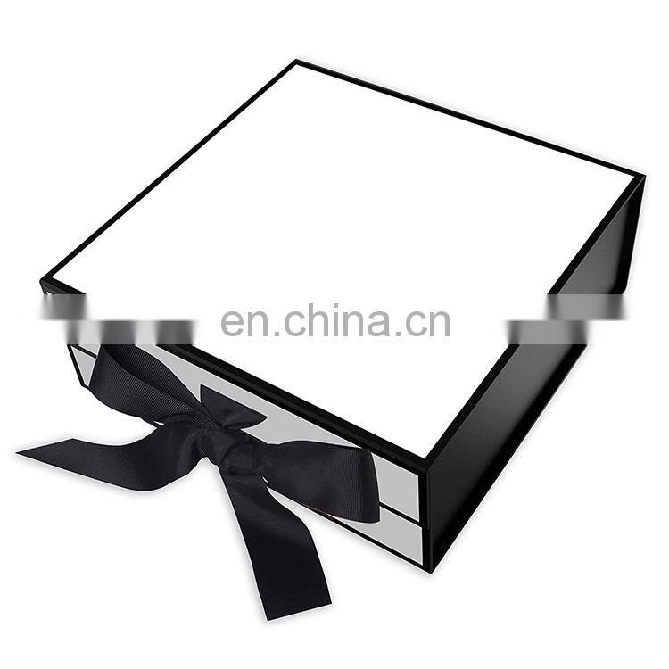 Factory Price Case High Quality Custom Logo Book Style Box Black Rigid Paper Cardboard Hair Gift Packaging Boxes With Ribbon