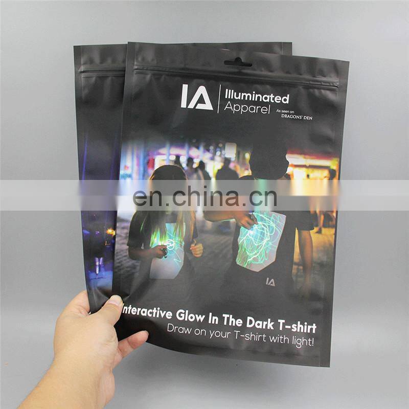 Custom printing with Logo stand up Clothing plastic Bags slider zipper bags