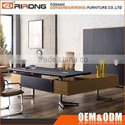 Modern brushing 304 SS frame yellow wooden executive office computer table cpmputer laptop desk