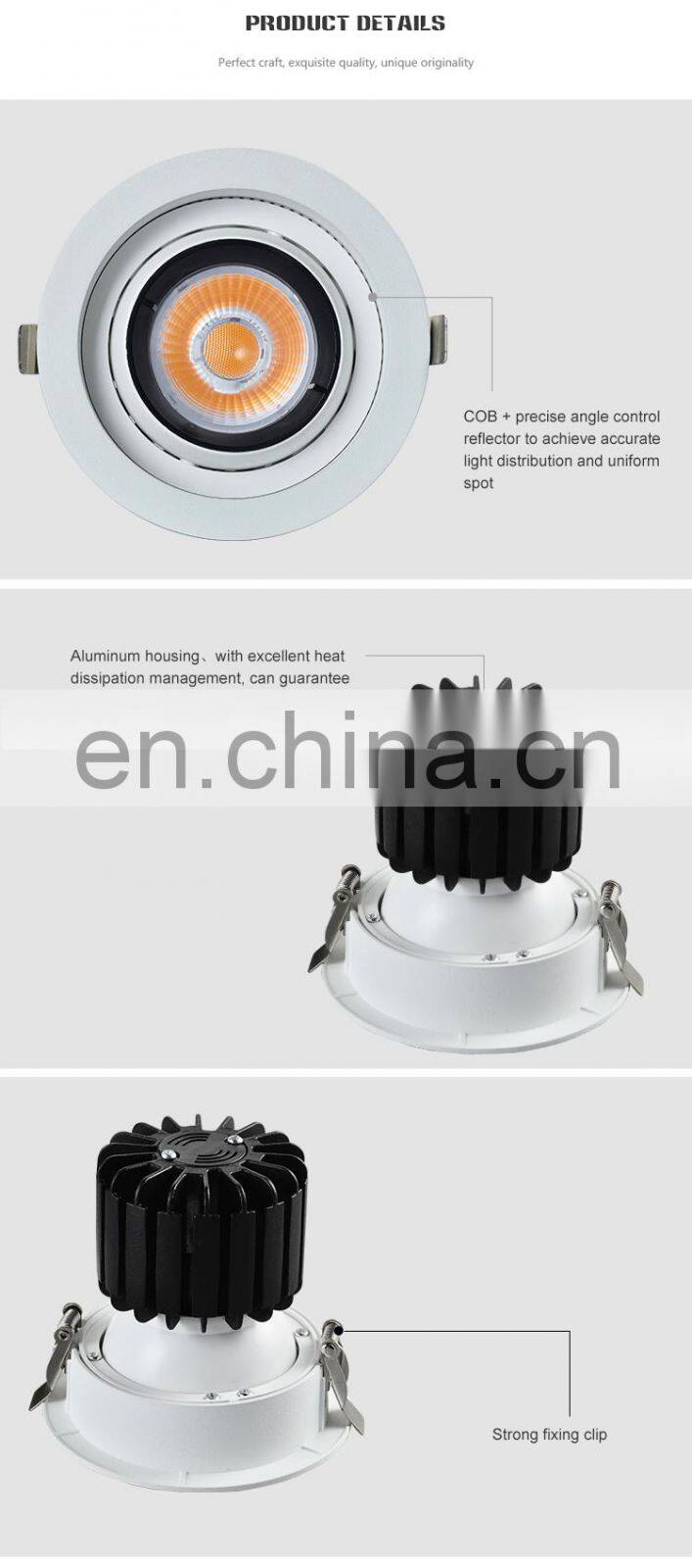 Huayi Cheap Price Aluminum Pc Cob 12w  20w 30w Indoor Museum Recessed Led Spot Light