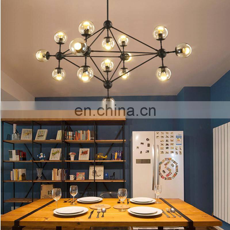 wholesale price modern indoor living room bedroom decoration chandelier lamp iron glass led pendant light