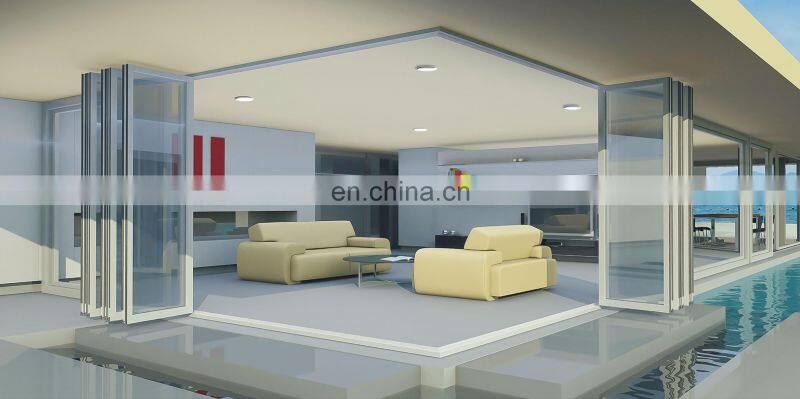 Superhouse 48 Inches Exterior Doors Aluminium Bi Folding Drawing Telescopic Accordion Bi-fold Exterior Patio Door