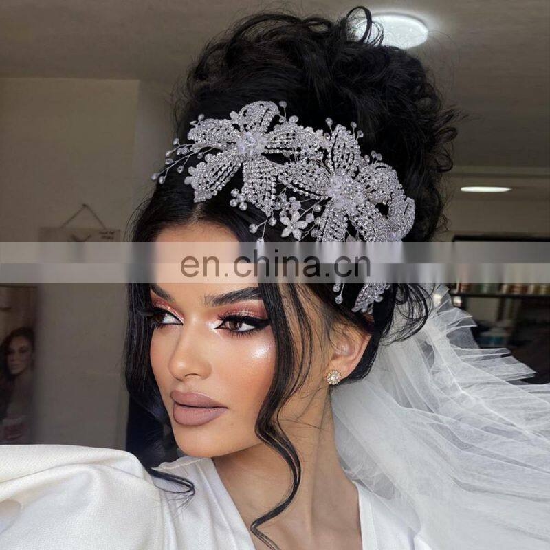 Flower Bridal Crown Tiara Rhinestone Wedding Hair Jewelry Bridal Hair Accessories Luxury Crystal Bridal Headwear