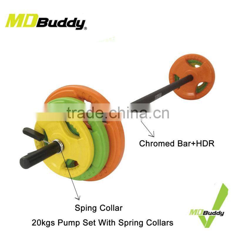 Practical 20kgs colorful portable pump set with spring collars for fitness