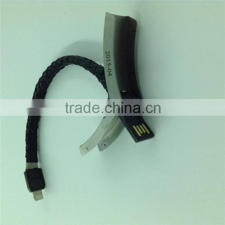 Alibaba wholesale china stylish bracelet usb cable pu leather bracelet usb cable for iphone and micro