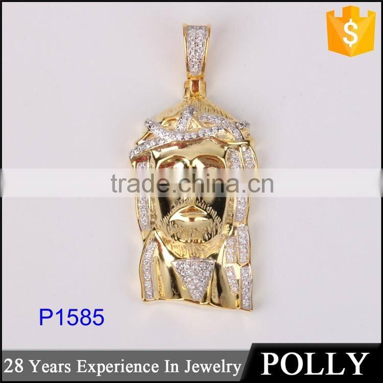 wholesale price cheap double gold plating micro pave mini jesus piece pendant hip hop