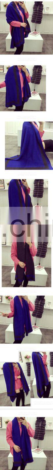 Fashionable Popular STARS LOVES Frame Style with Fringes Double-side Double-color Acrylic Wool Pashmina Scarf for Lady