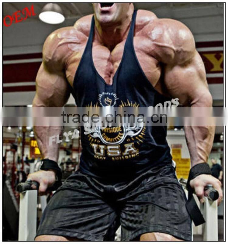 custom logo printed y-back gym stringer singlet