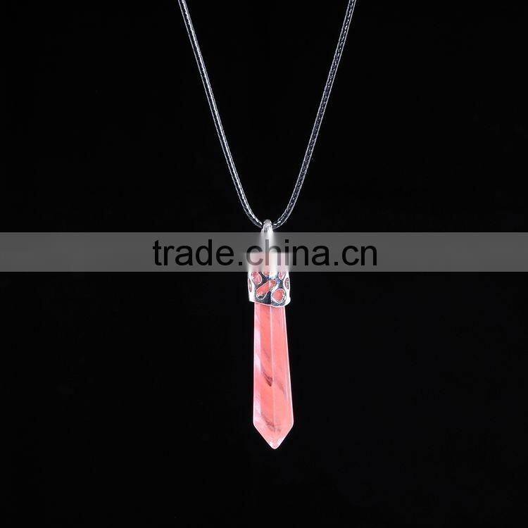 Wholesale Women Jewelry Fashion Gem Stone Pendant Turquoise Stone Bullet Necklace SMJ0112