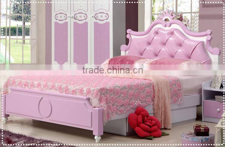 popular kids furniture pink bedroom set, children's furniture for girls AET 15-2