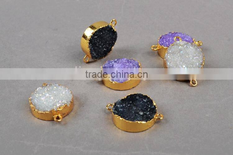 New Tiny Druzy Necklace Gold Filled Raw Crystal Drusy Pendant Necklace Simple Semi Jewelry Findings in China