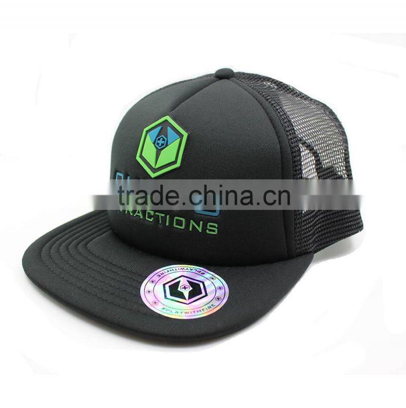 Custom 5 panel trucker hat with rubber