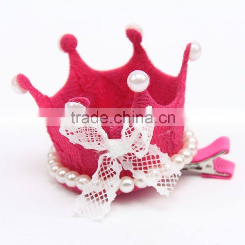 New Princess Crown Hairpins Hair Accessories Resin Diamond Pearls Girls Tiaras Headwear Baby Xmas Dancing Party Hair clipCB-3606