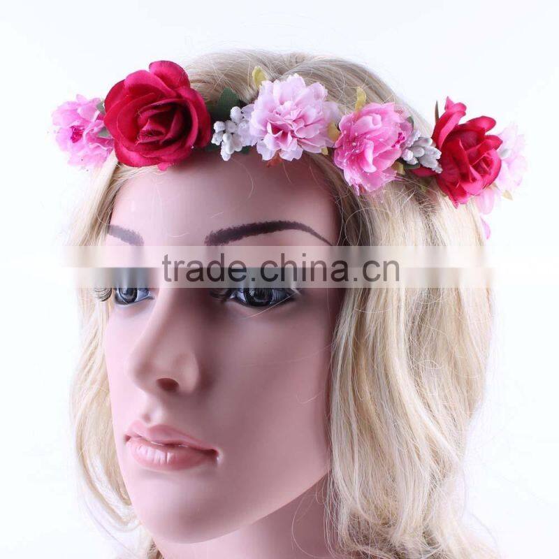 High quality flower Headband Toddler summer crown flower Headband bride flower headband wh-1757