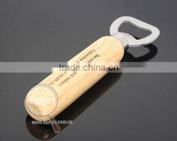 Custom Laser Engraved Names Wedding Souvenir Wooden Handle Stainless Steel Metal Beer Opener Wood
