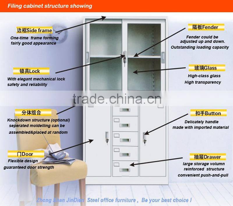 2 group integrated Steel storage locker with 3 drawers
